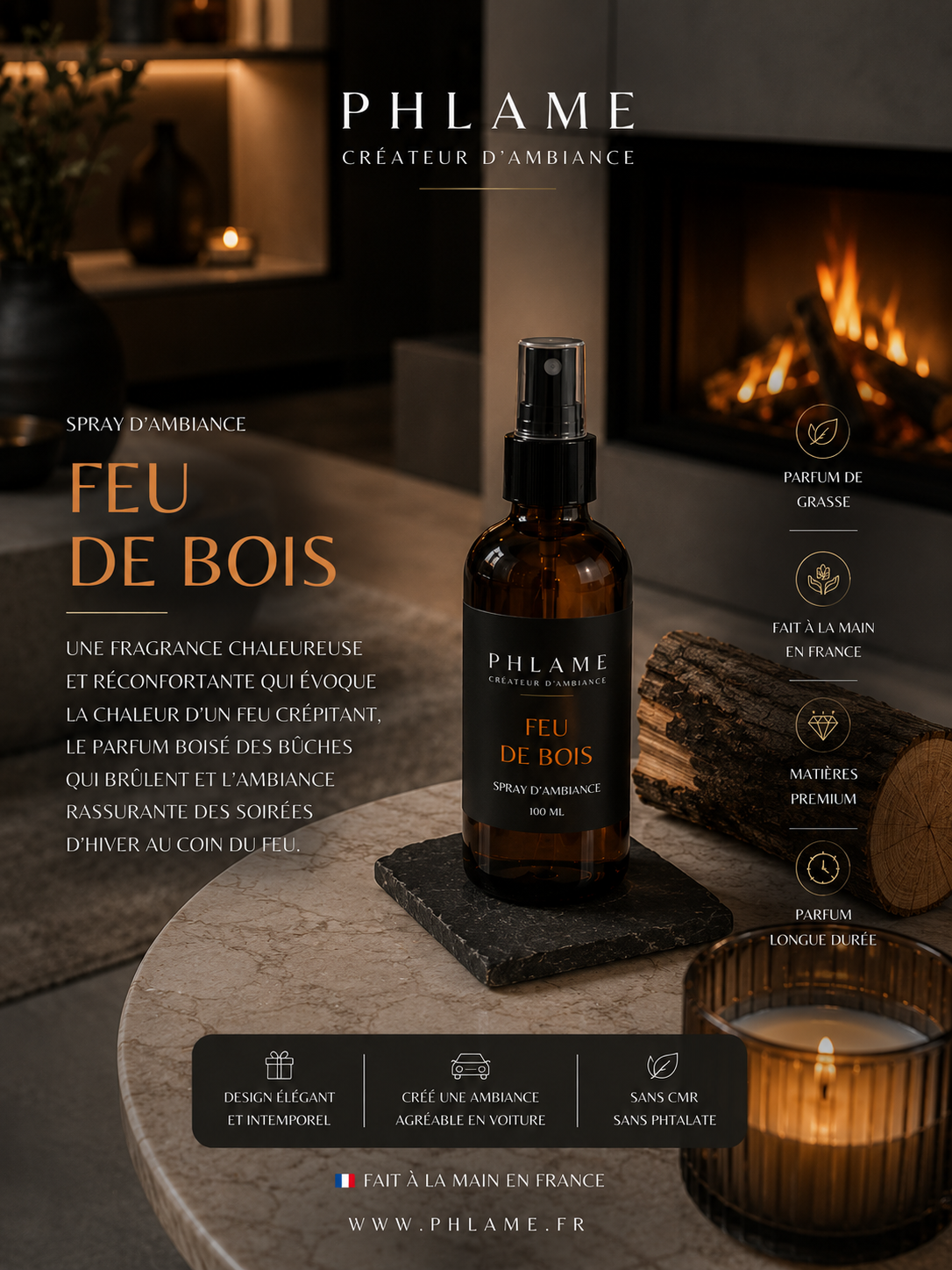 Spray d'ambiance — Feu de bois